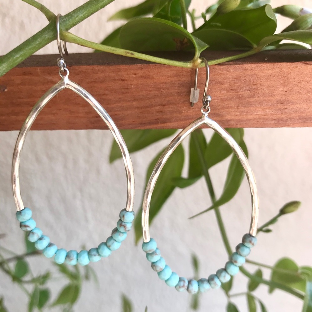 Sterling silver and turquoise hoop earrings